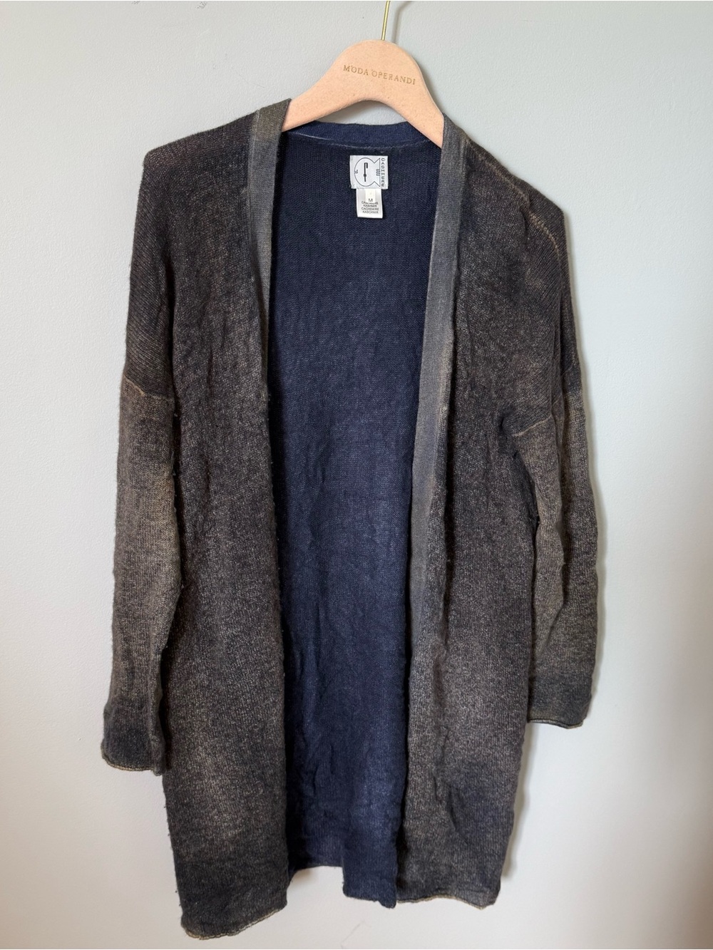 Avant Toi Charcoal Gray Open-Front 100% Cashmere Cardigan